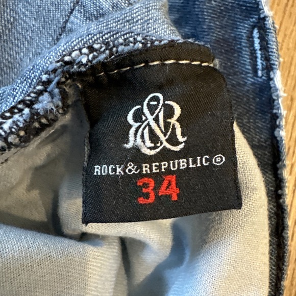 Vintage - Rock & Republic Jeans - Size 34x30 Button Down Distressed #721 - Picture 9 of 16